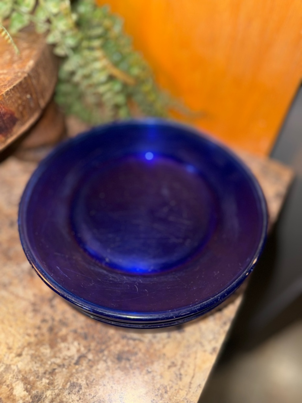 Cobalt Blue Glass Salad Plates - Set Of 6